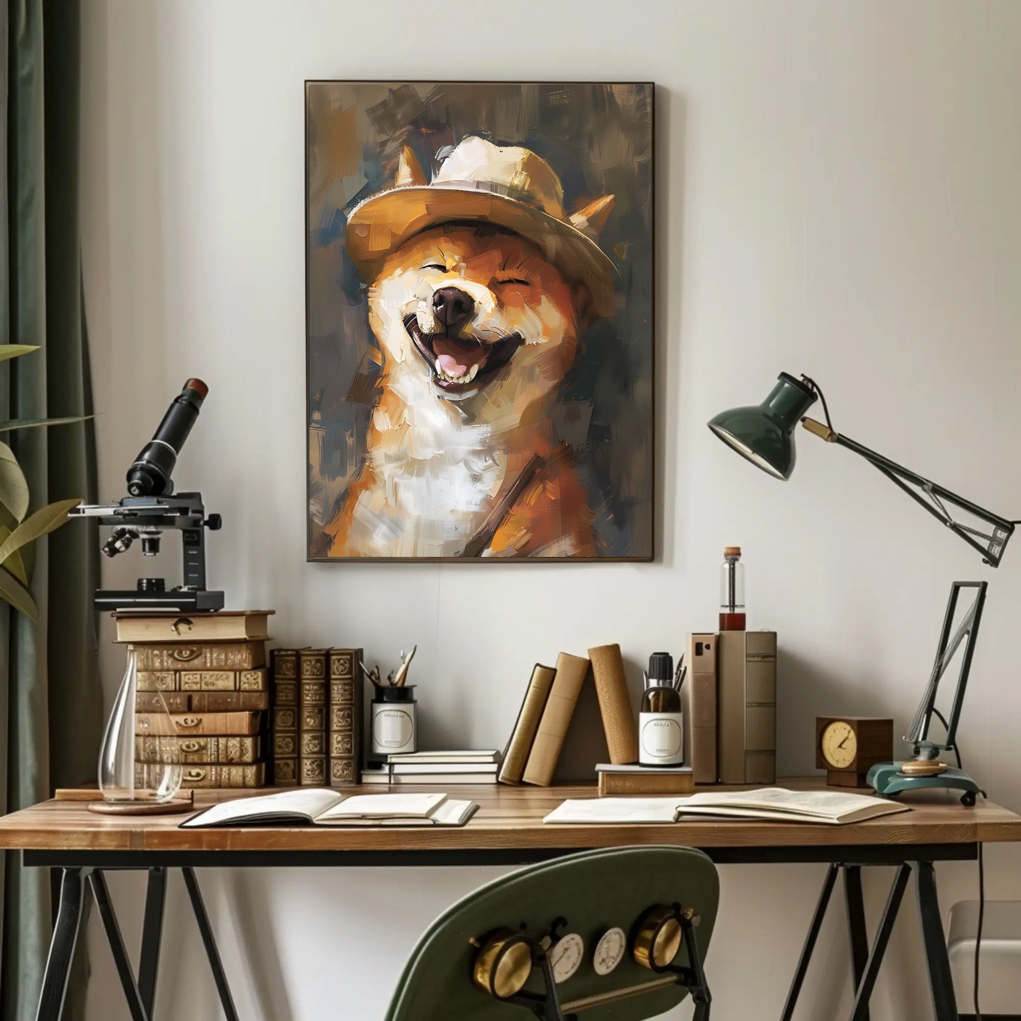 Joyful Shiba Inu in Fedora - Animal Poster PosterGoat