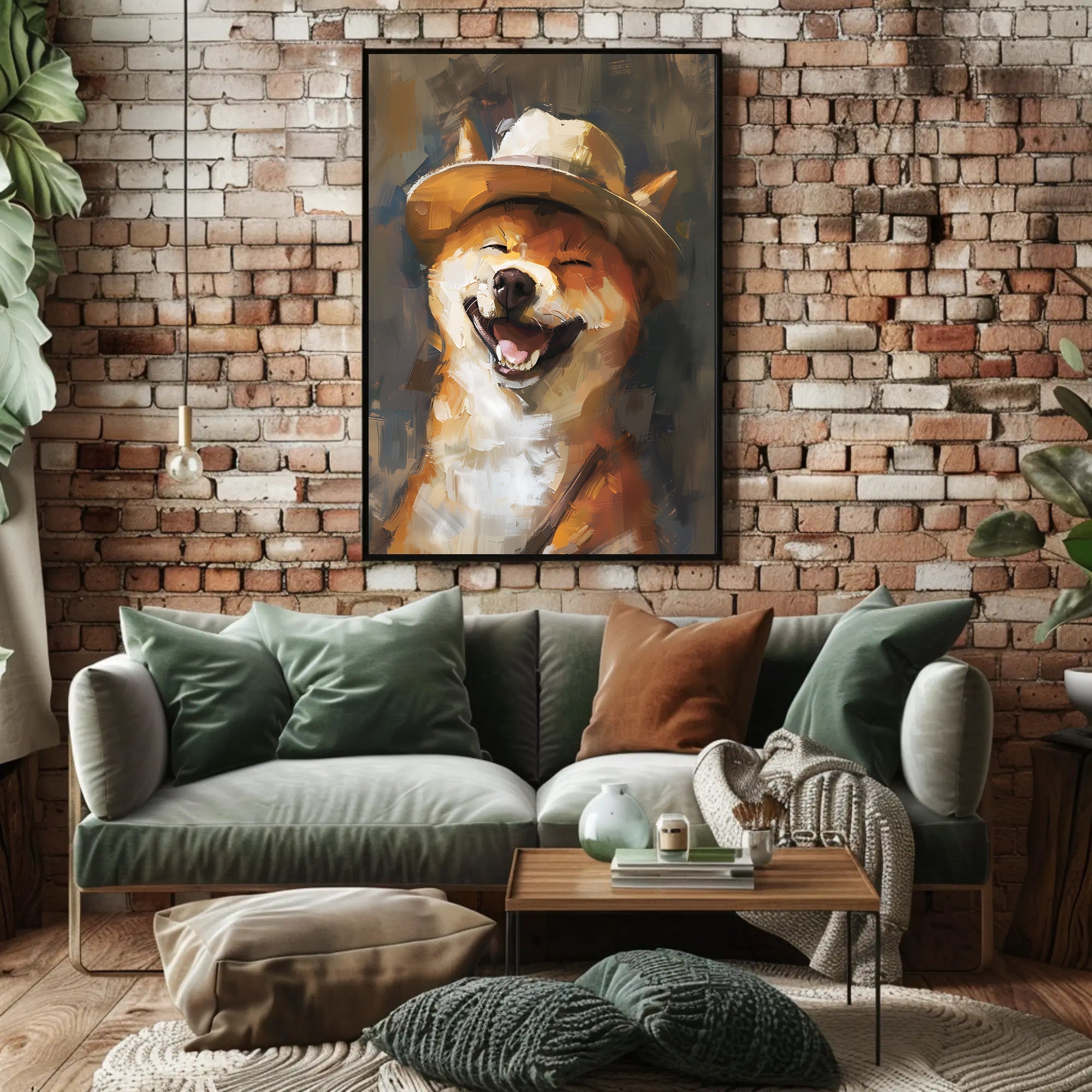 Joyful Shiba Inu in Fedora - Animal Poster PosterGoat