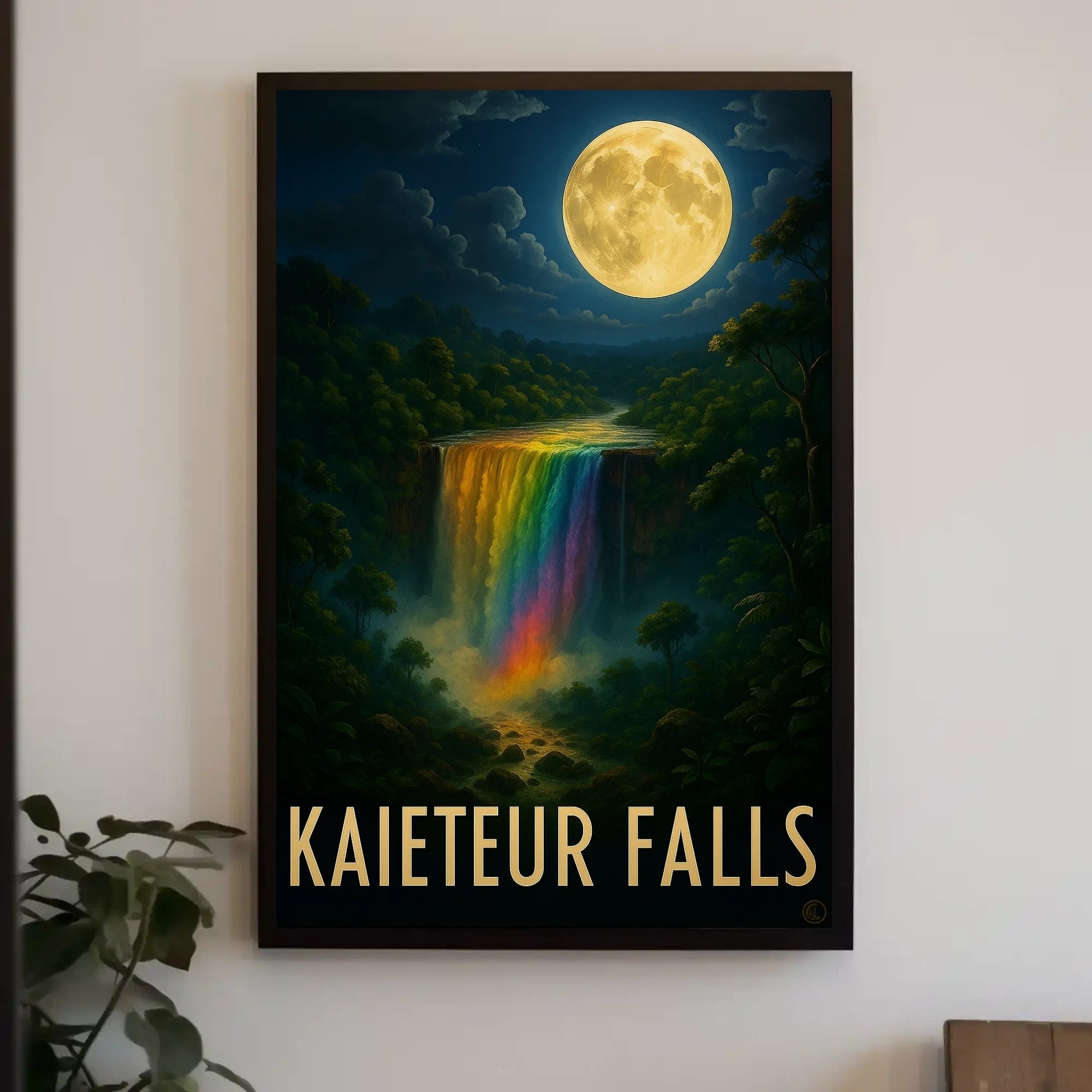 Kaieteur Falls Fantasy Nightscape: A Mystical Waterfall Poster PosterGoat