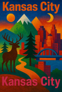 Kansas City Nature Fusion Travel Poster PosterGoat