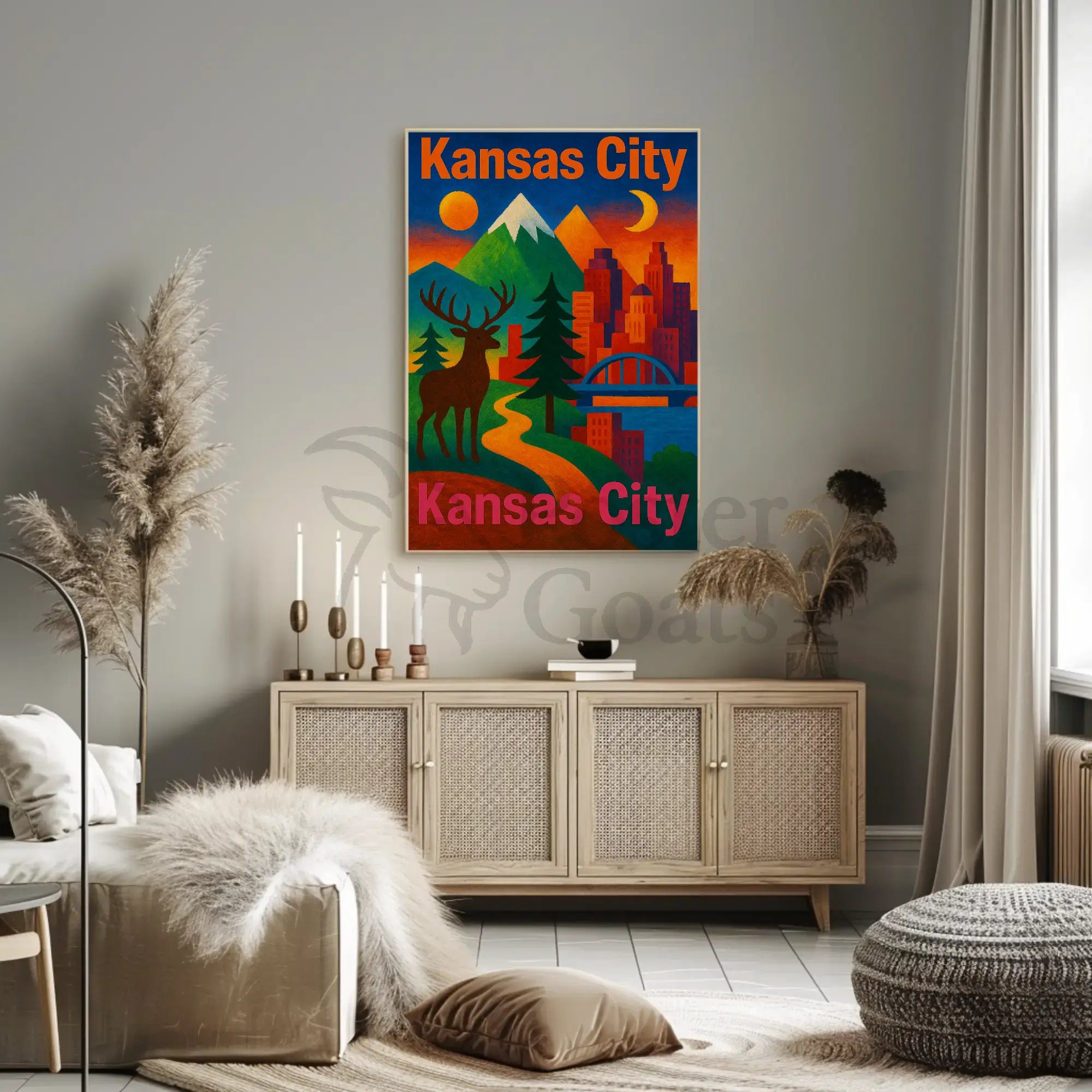 Kansas City Nature Fusion Travel Poster PosterGoat