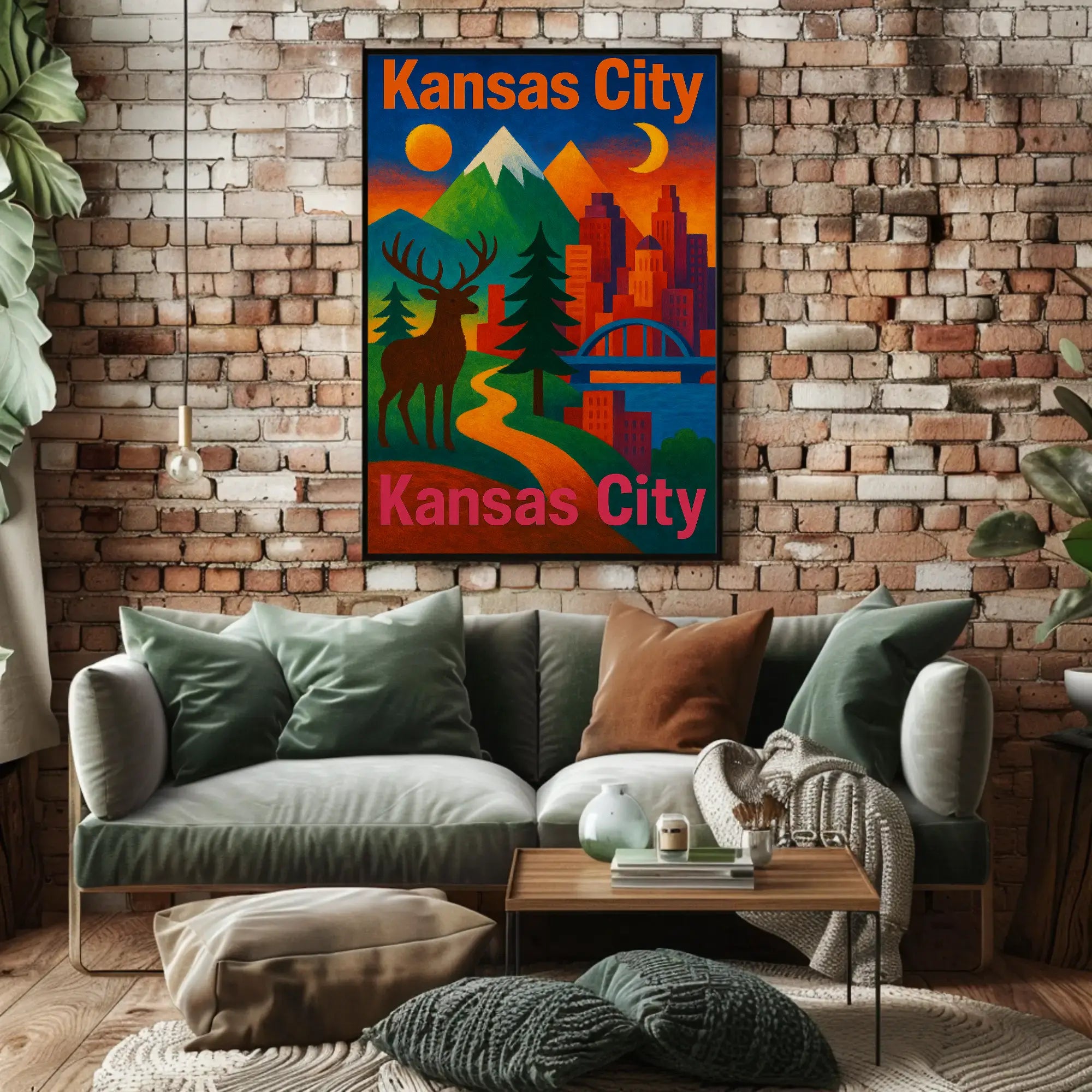 Kansas City Nature Fusion Travel Poster PosterGoat