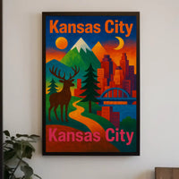 Kansas City Nature Fusion Travel Poster PosterGoat