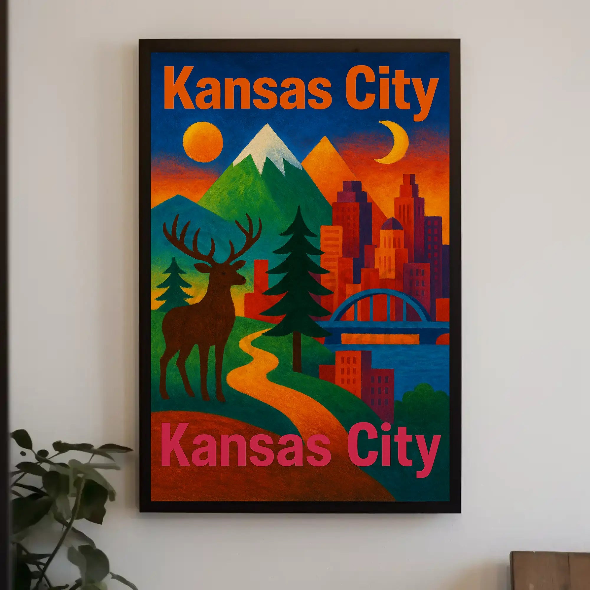 Kansas City Nature Fusion Travel Poster PosterGoat