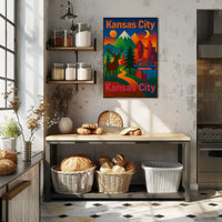 Kansas City Nature Fusion Travel Poster PosterGoat