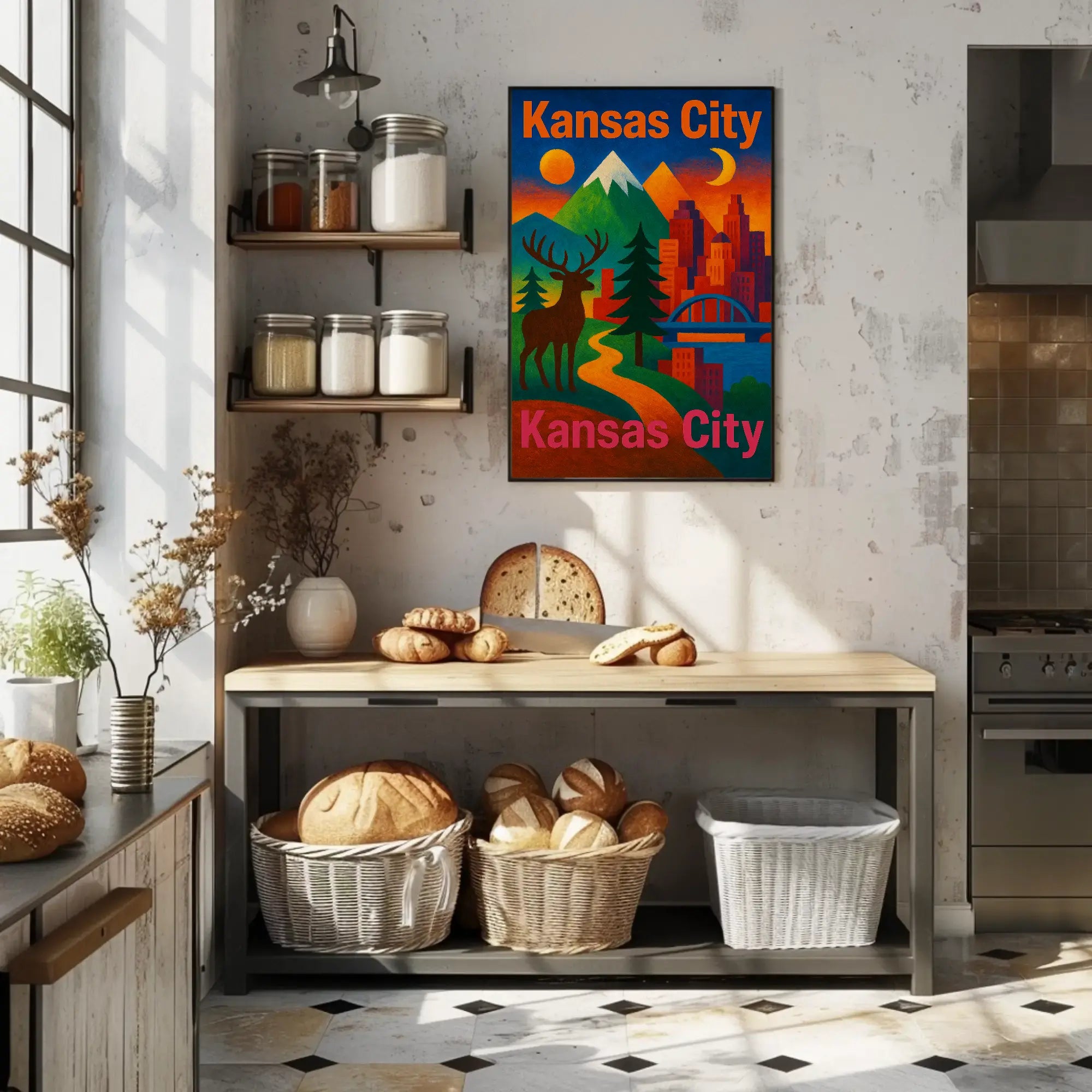 Kansas City Nature Fusion Travel Poster PosterGoat