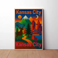 Kansas City Nature Fusion Travel Poster PosterGoat