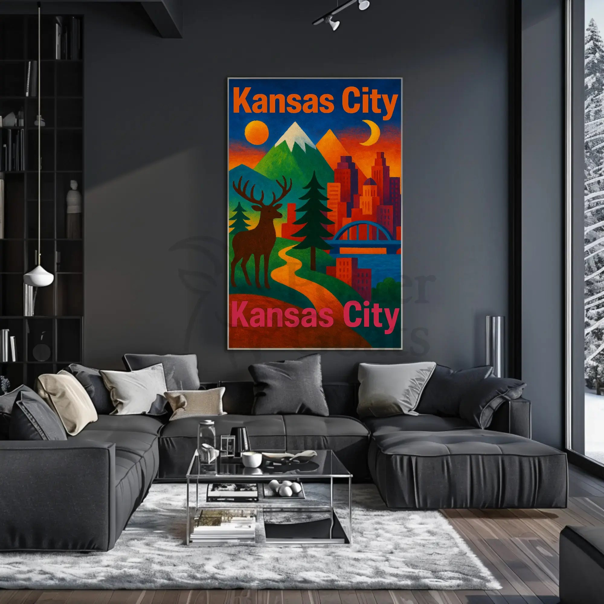 Kansas City Nature Fusion Travel Poster PosterGoat