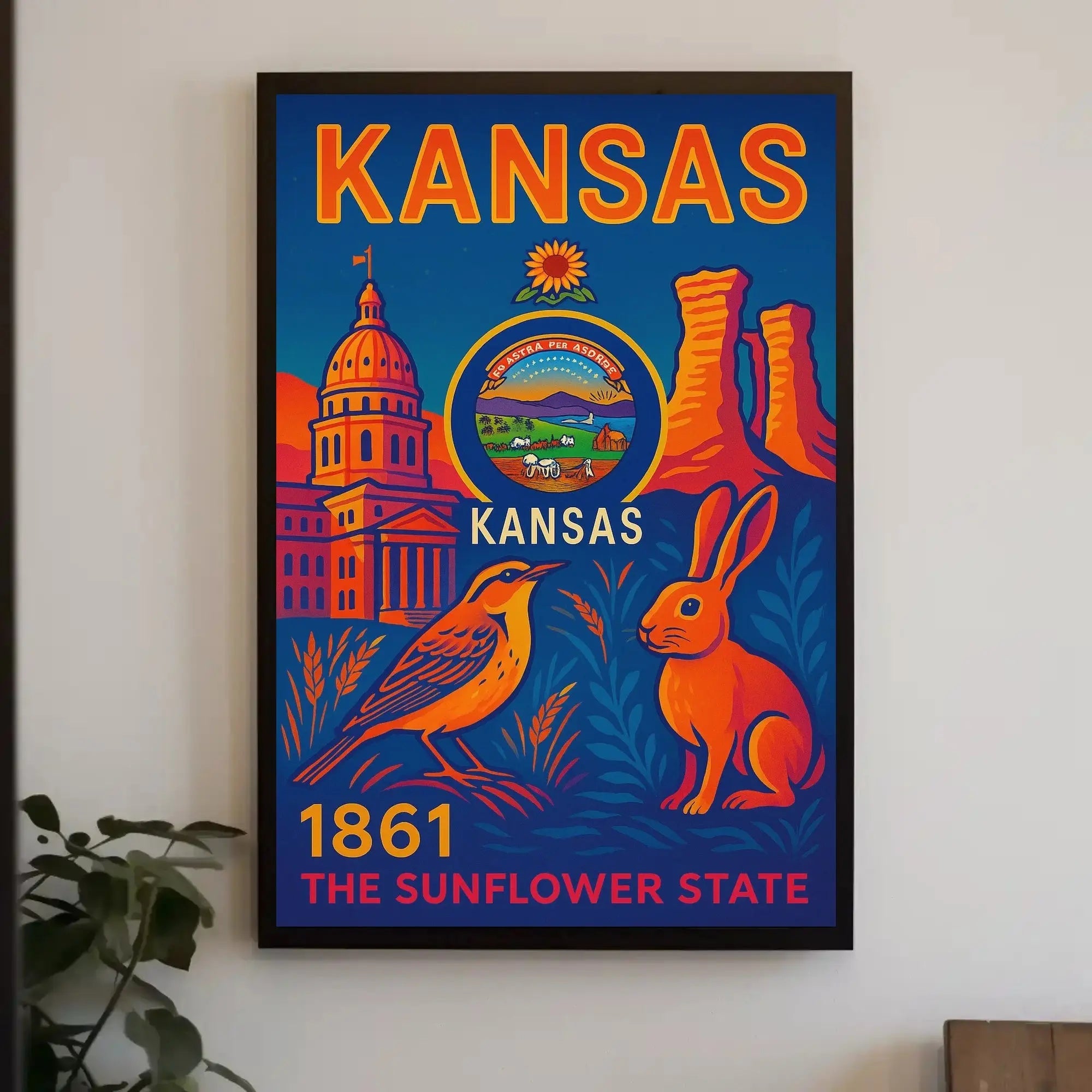 Kansas Sunflower State Celebration Cultural or Heritage Poster PosterGoat