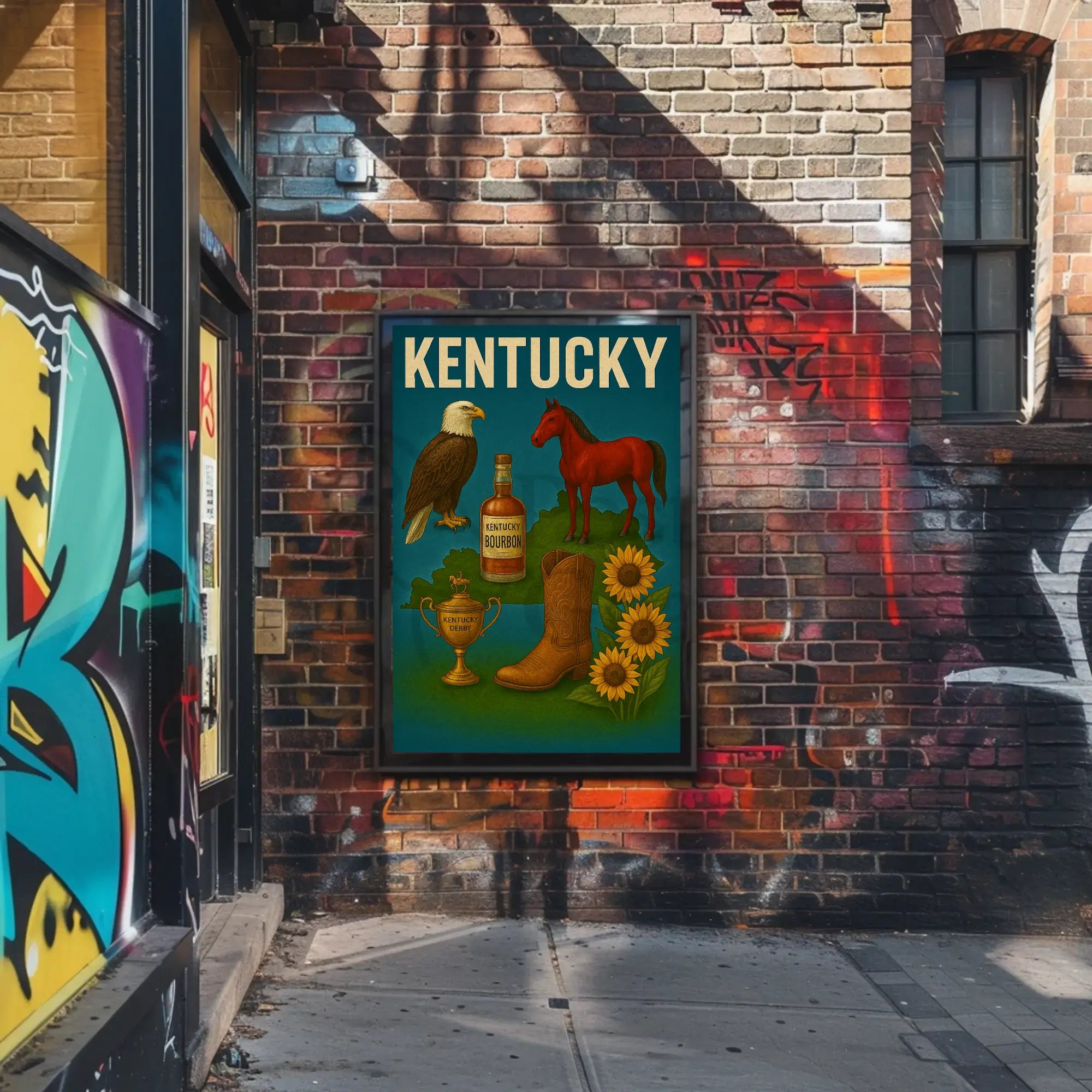 Kentucky Heritage Symbols Vintage Cultural or Heritage Poster PosterGoat