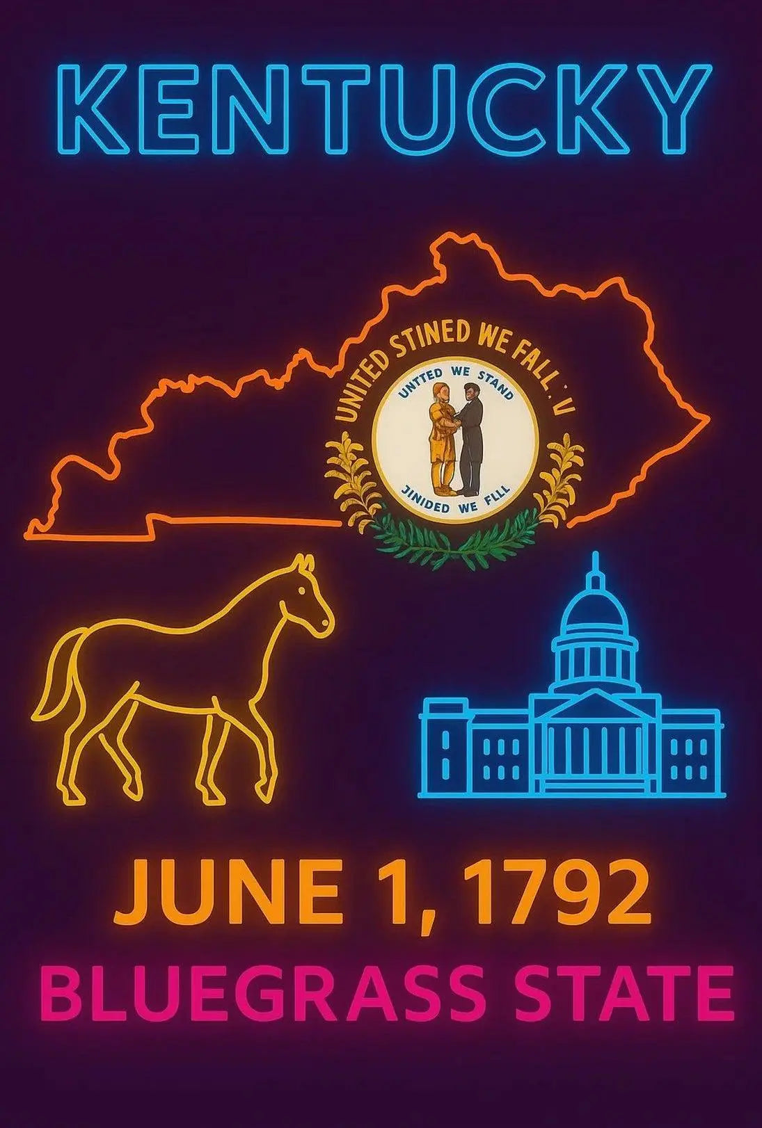 Kentucky Neon Heritage Cultural or Heritage Poster PosterGoat