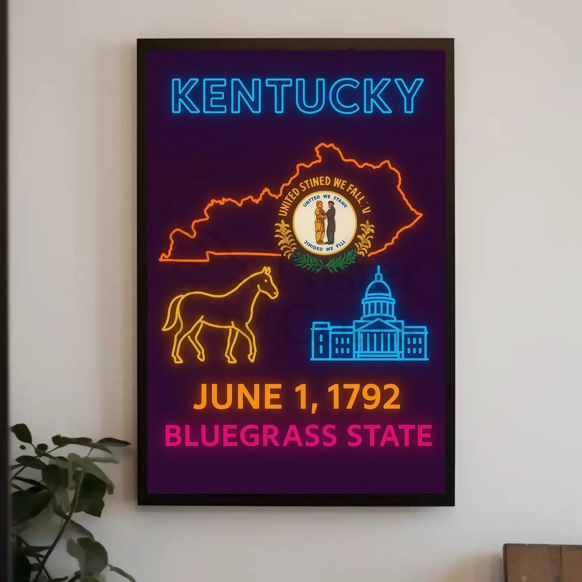 Kentucky Neon Heritage Cultural or Heritage Poster PosterGoat