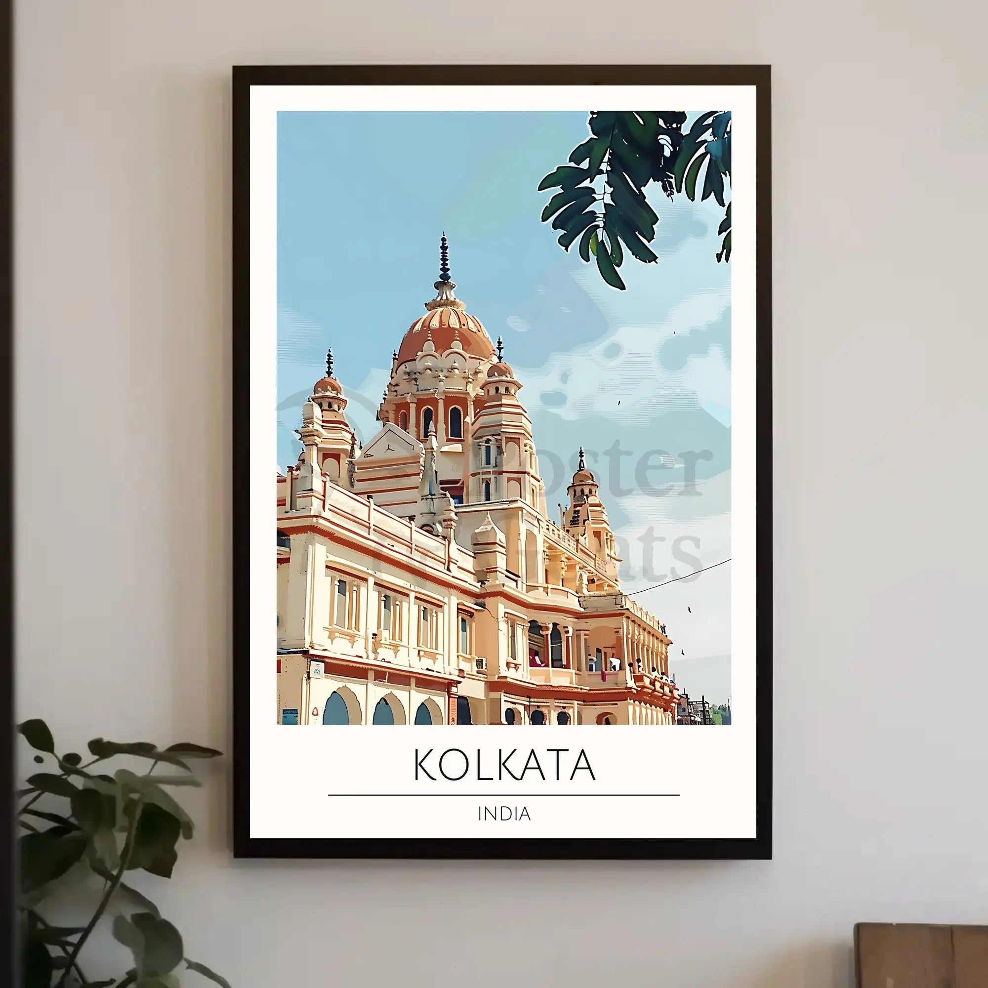 Kolkata Temple Digital Illustration Cultural Heritage Poster PosterGoat