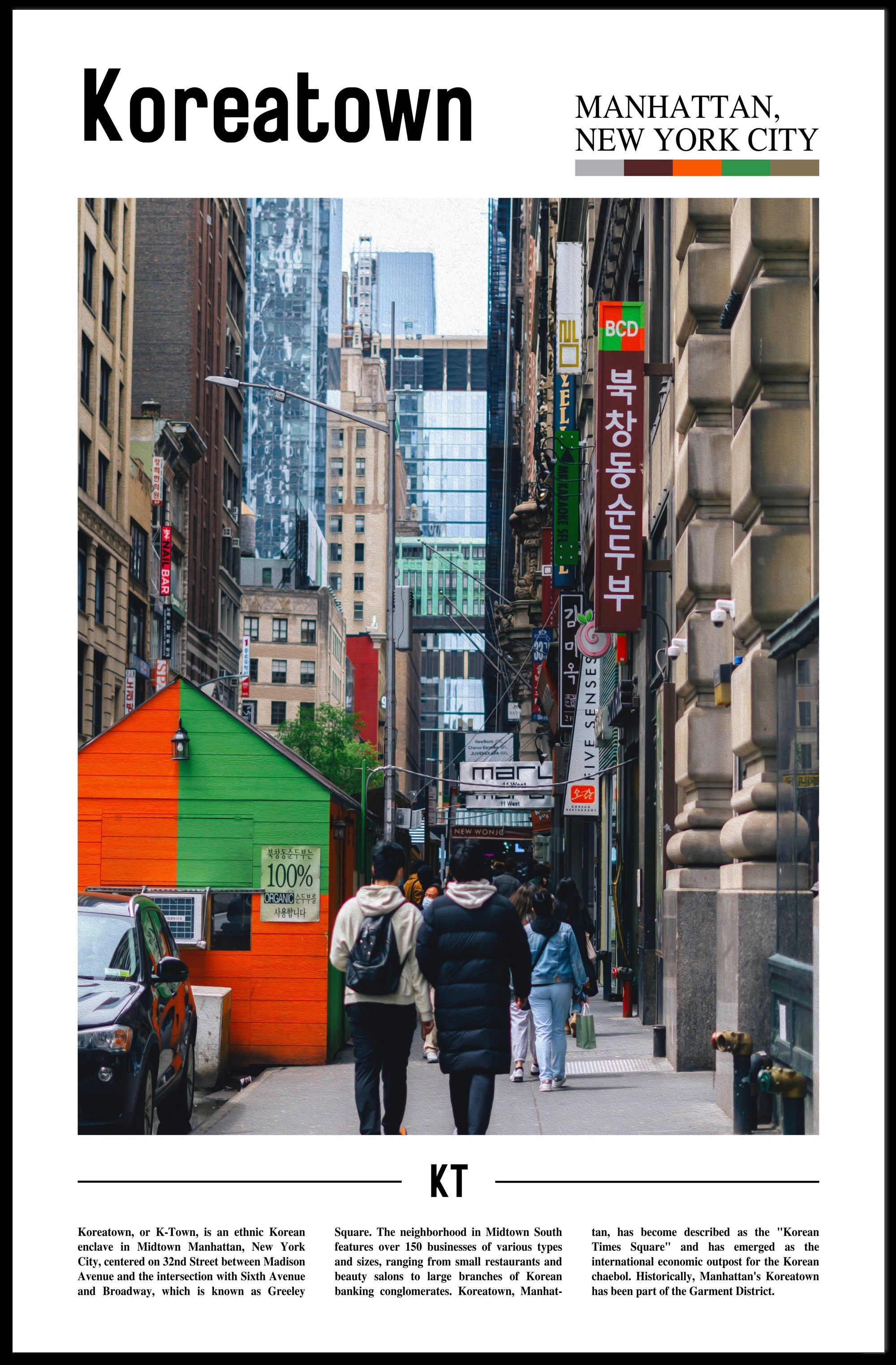 Koreatown Manhattan Urban Scene Cultural or Heritage Poster PosterGoat