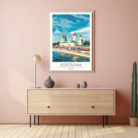 Kostroma Riverbank with Russian Church Cultural or Heritage Poster PosterGoat