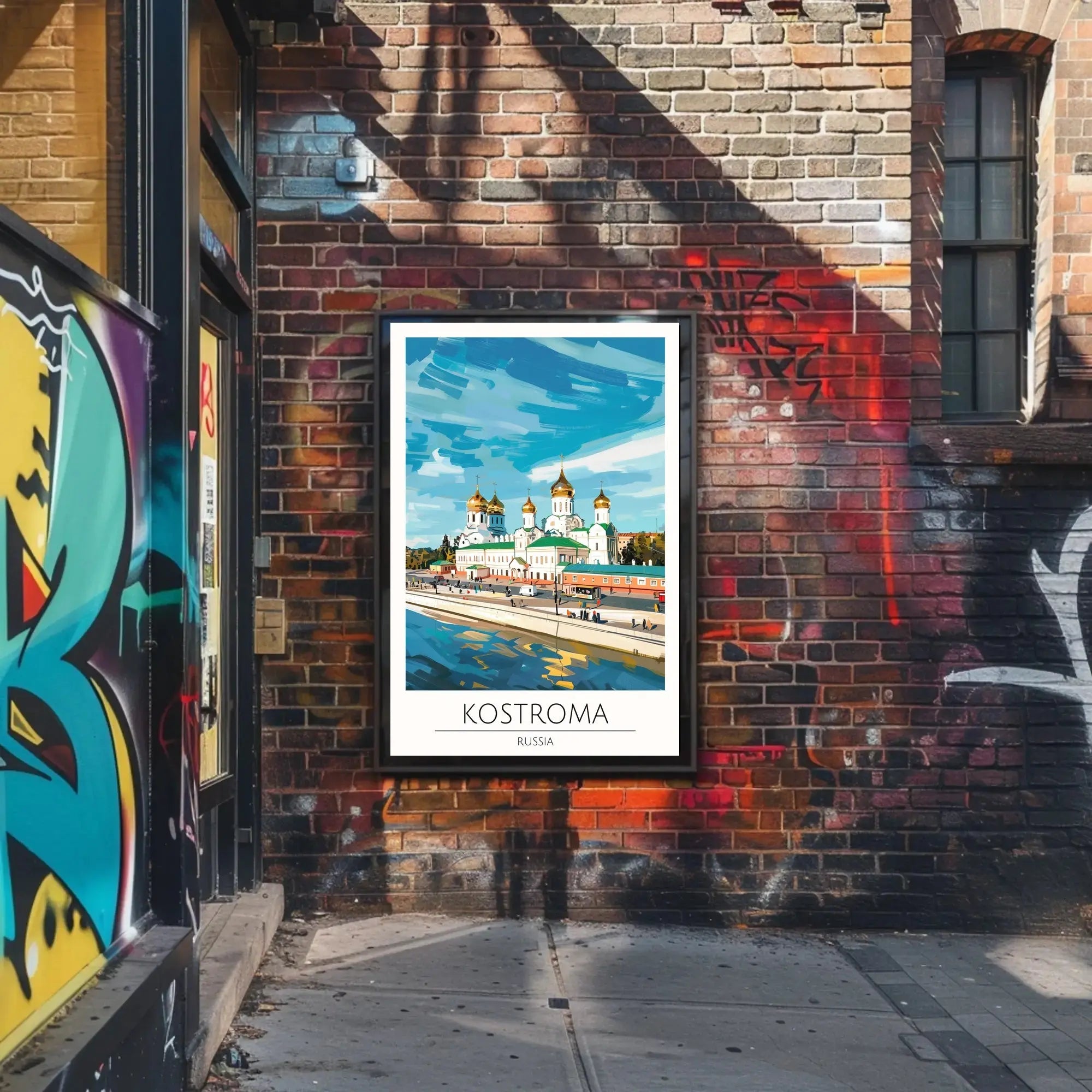 Kostroma Riverbank with Russian Church Cultural or Heritage Poster PosterGoat