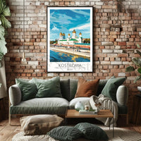 Kostroma Riverbank with Russian Church Cultural or Heritage Poster PosterGoat