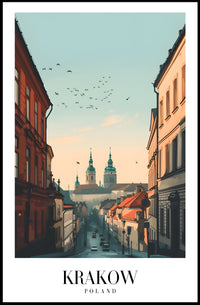Krakow Street View Vintage Urban Cityscape Poster PosterGoat