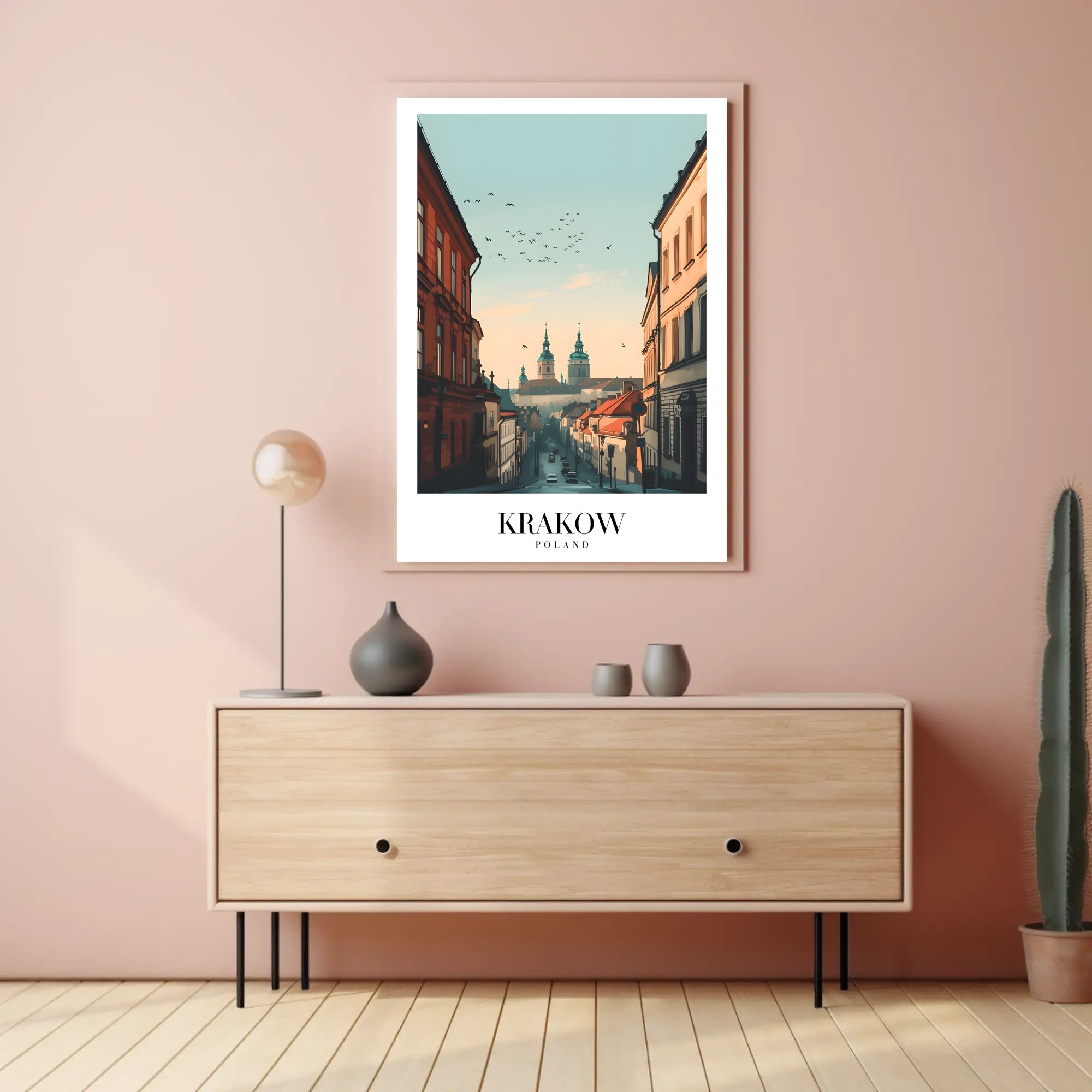 Krakow Street View Vintage Urban Cityscape Poster PosterGoat
