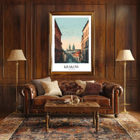 Krakow Street View Vintage Urban Cityscape Poster PosterGoat