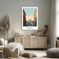Krakow Street View Vintage Urban Cityscape Poster PosterGoat