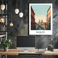 Krakow Street View Vintage Urban Cityscape Poster PosterGoat
