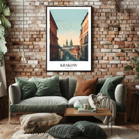 Krakow Street View Vintage Urban Cityscape Poster PosterGoat