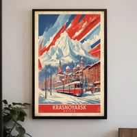 Krasnoyarsk Winter Tram Scenic Urban or Cityscape Poster PosterGoat