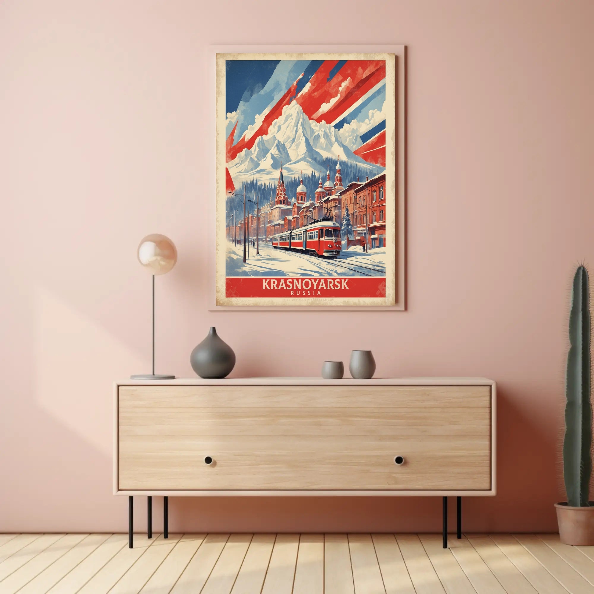 Krasnoyarsk Winter Tram Scenic Urban or Cityscape Poster PosterGoat