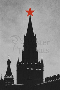 Kremlin Silhouette Red Star Soviet Era Propaganda Poster PosterGoat