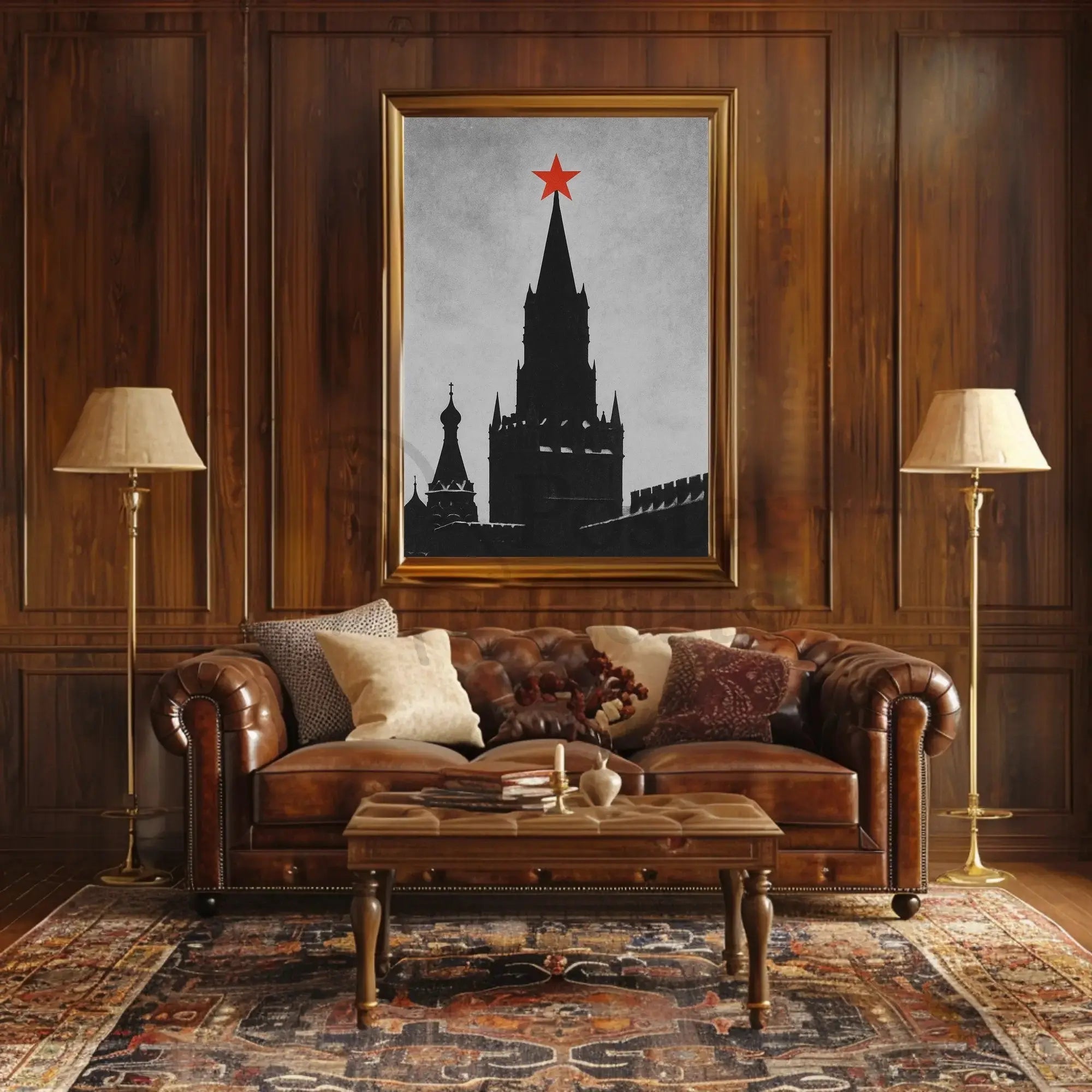 Kremlin Silhouette Red Star Soviet Era Propaganda Poster PosterGoat