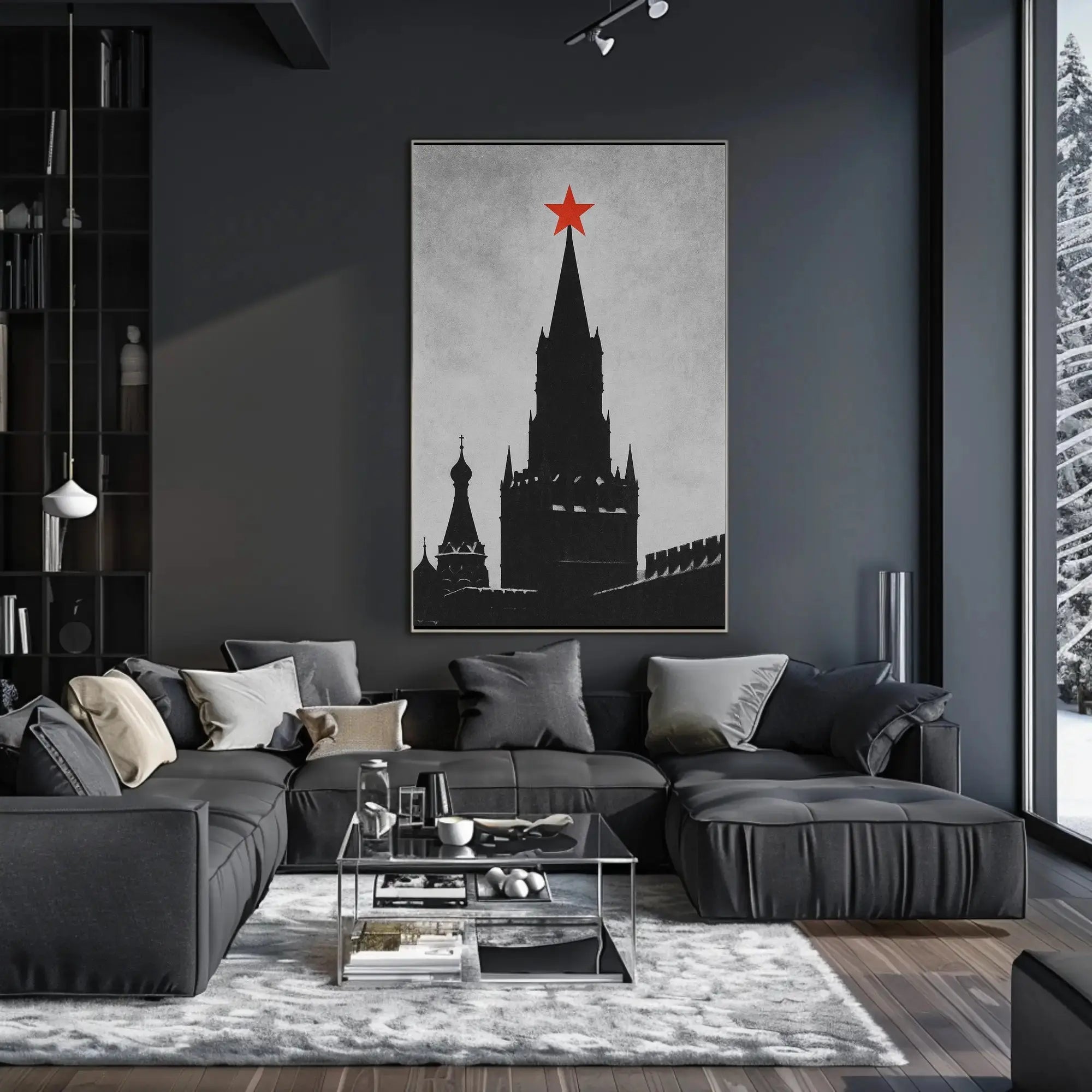 Kremlin Silhouette Red Star Soviet Era Propaganda Poster PosterGoat