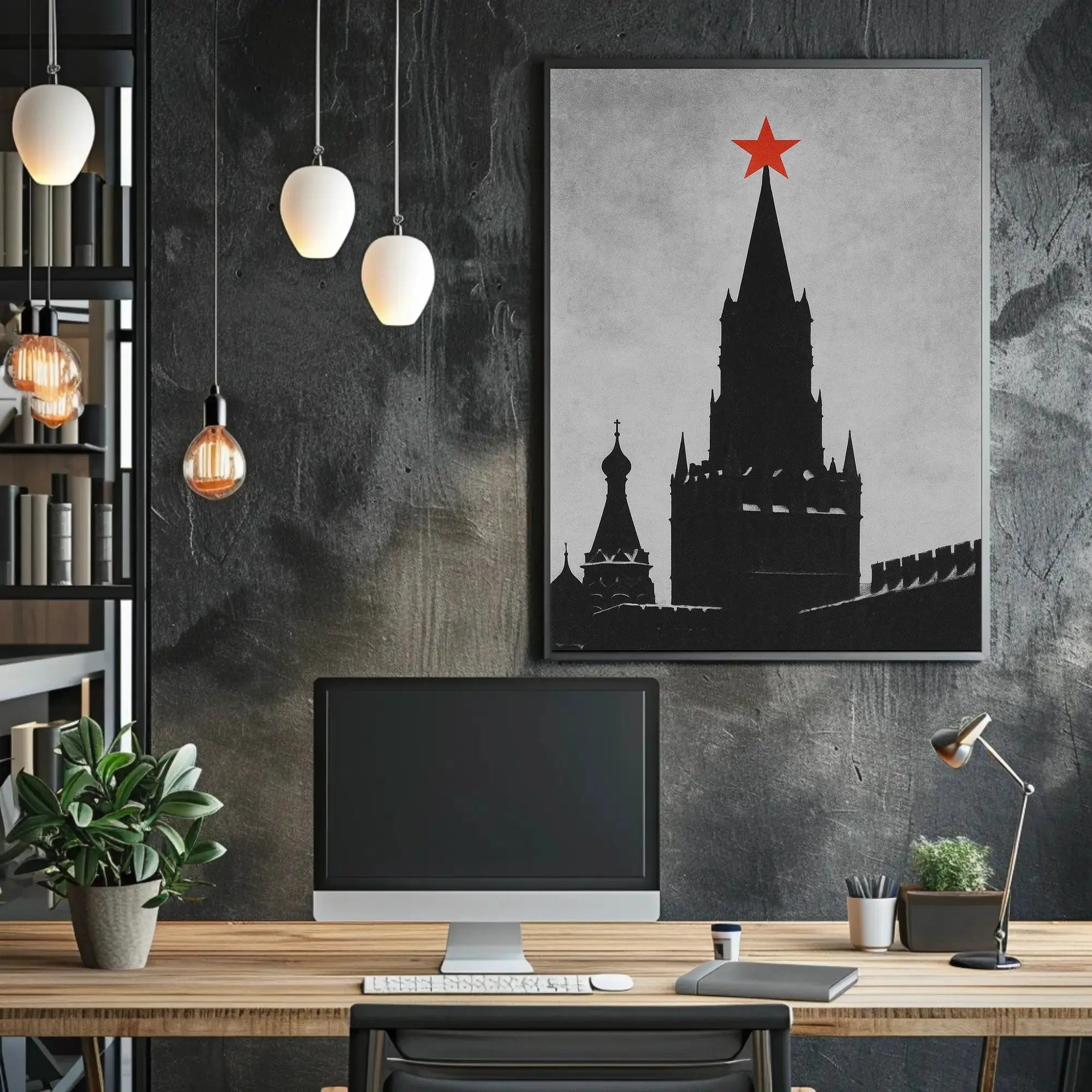 Kremlin Silhouette Red Star Soviet Era Propaganda Poster PosterGoat