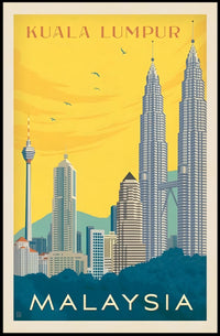 Kuala Lumpur Landmarks Vintage Travel Poster PosterGoat