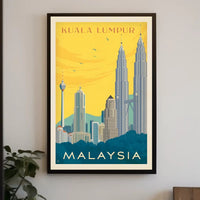 Kuala Lumpur Landmarks Vintage Travel Poster PosterGoat