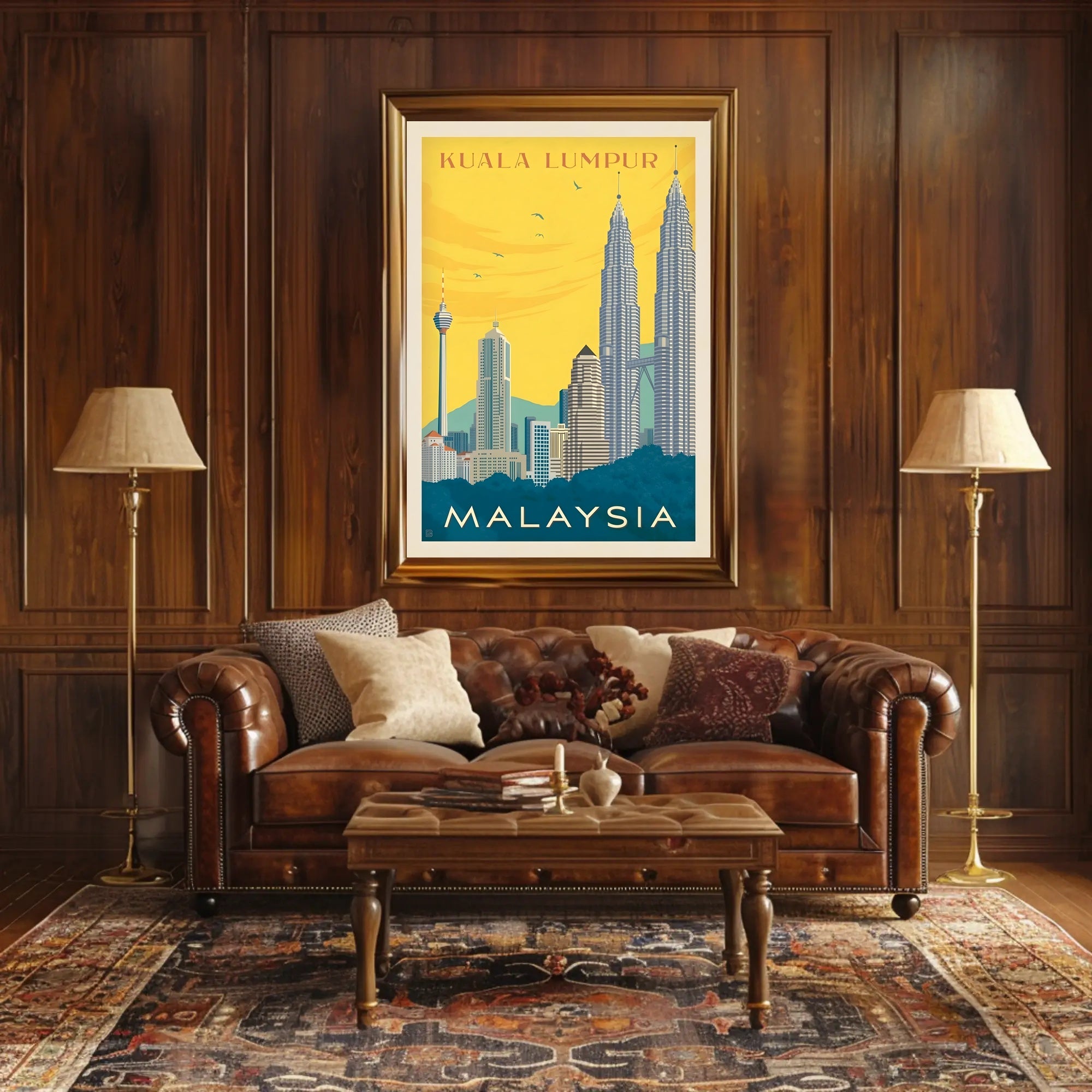 Kuala Lumpur Landmarks Vintage Travel Poster PosterGoat