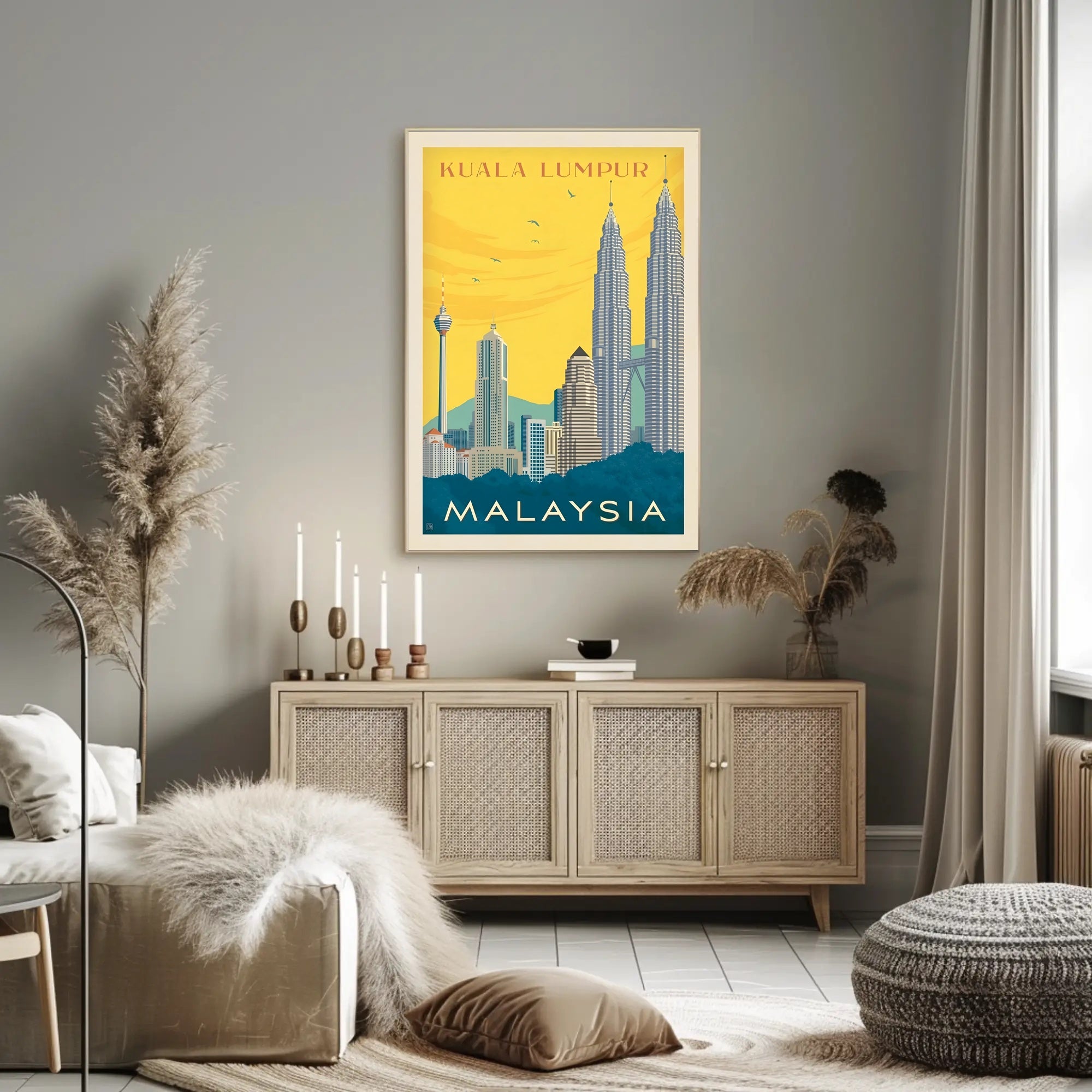 Kuala Lumpur Landmarks Vintage Travel Poster PosterGoat