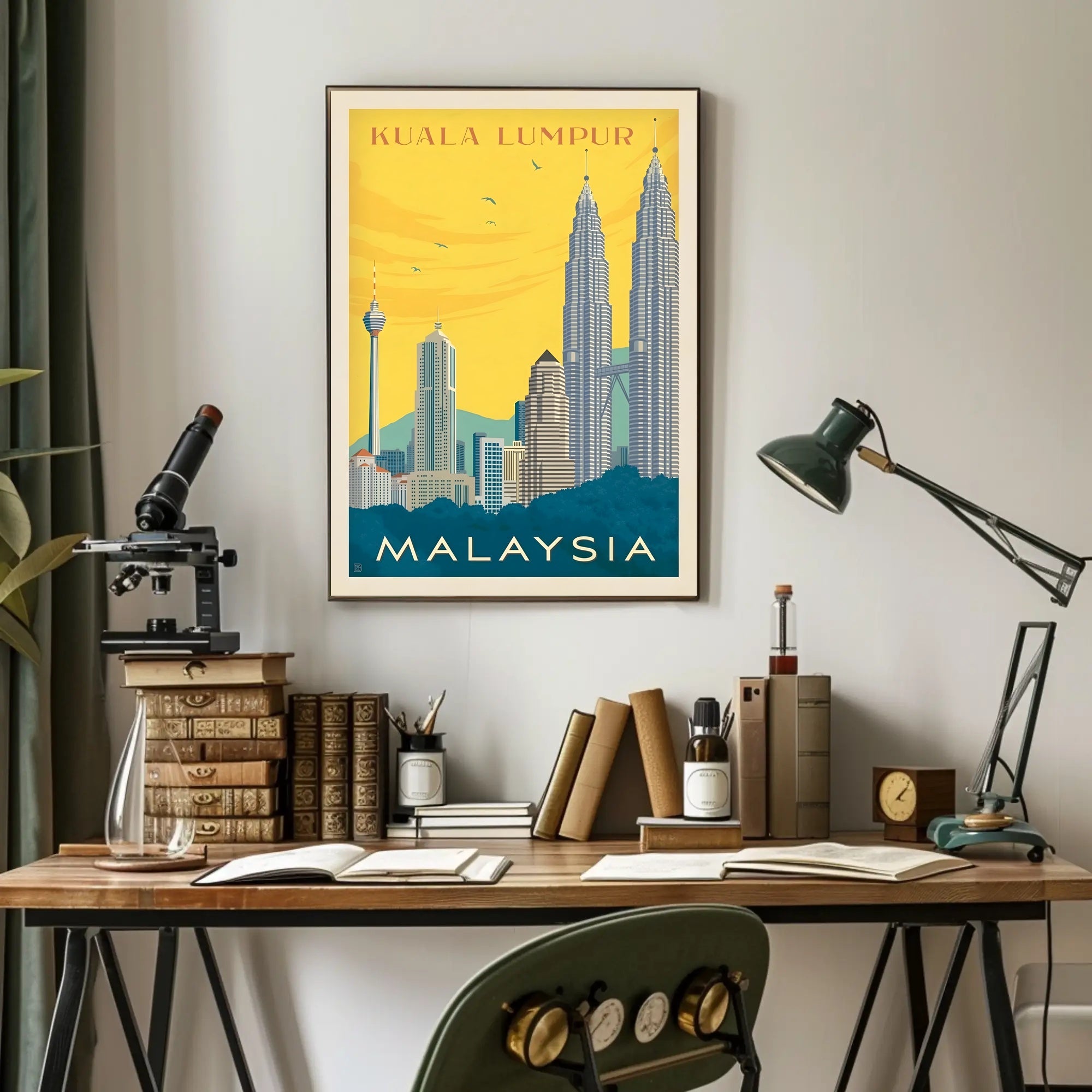 Kuala Lumpur Landmarks Vintage Travel Poster PosterGoat