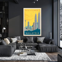 Kuala Lumpur Landmarks Vintage Travel Poster PosterGoat