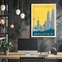 Kuala Lumpur Landmarks Vintage Travel Poster PosterGoat