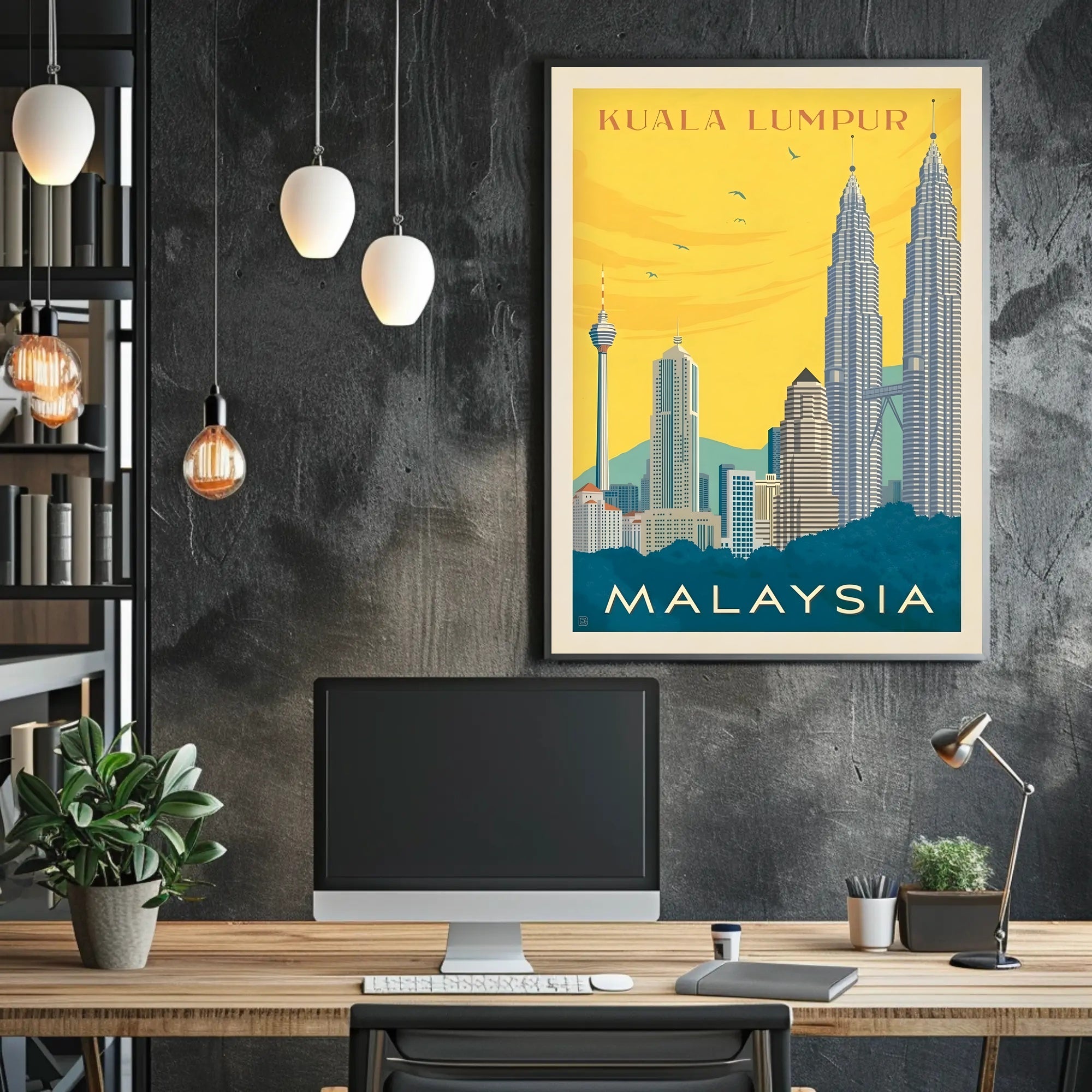 Kuala Lumpur Landmarks Vintage Travel Poster PosterGoat