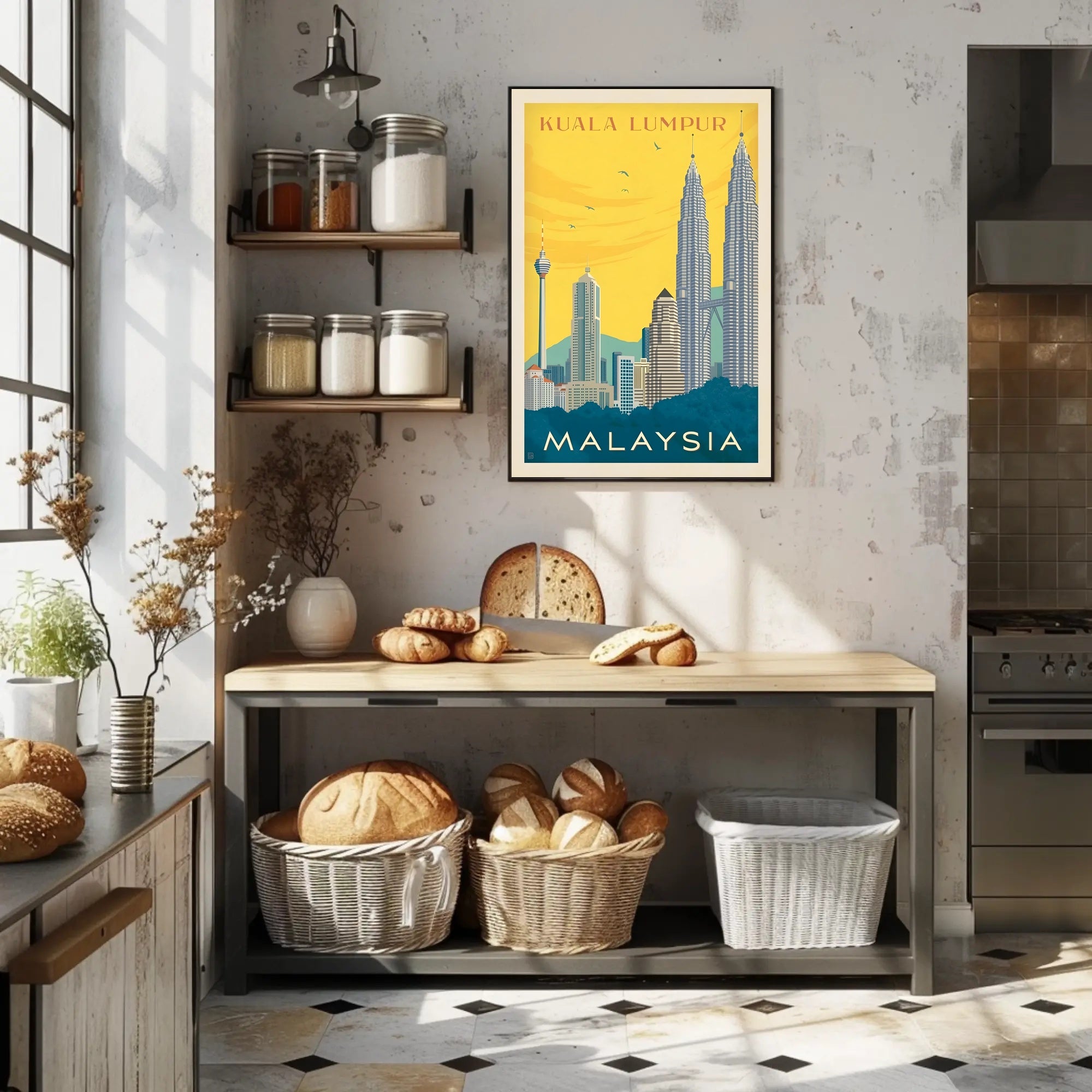 Kuala Lumpur Landmarks Vintage Travel Poster PosterGoat