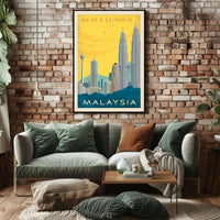 Kuala Lumpur Landmarks Vintage Travel Poster PosterGoat
