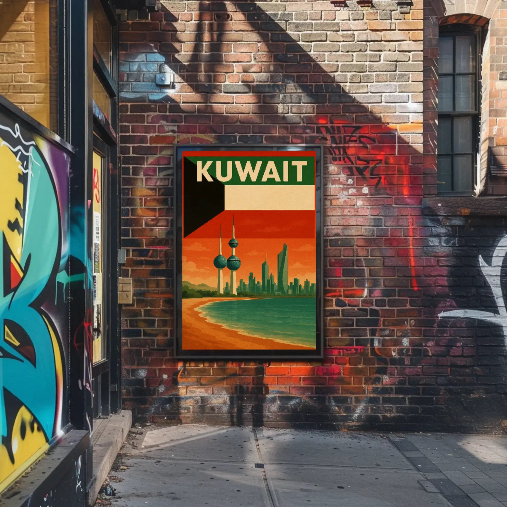 Kuwait City Skyline Vintage Travel Poster PosterGoat