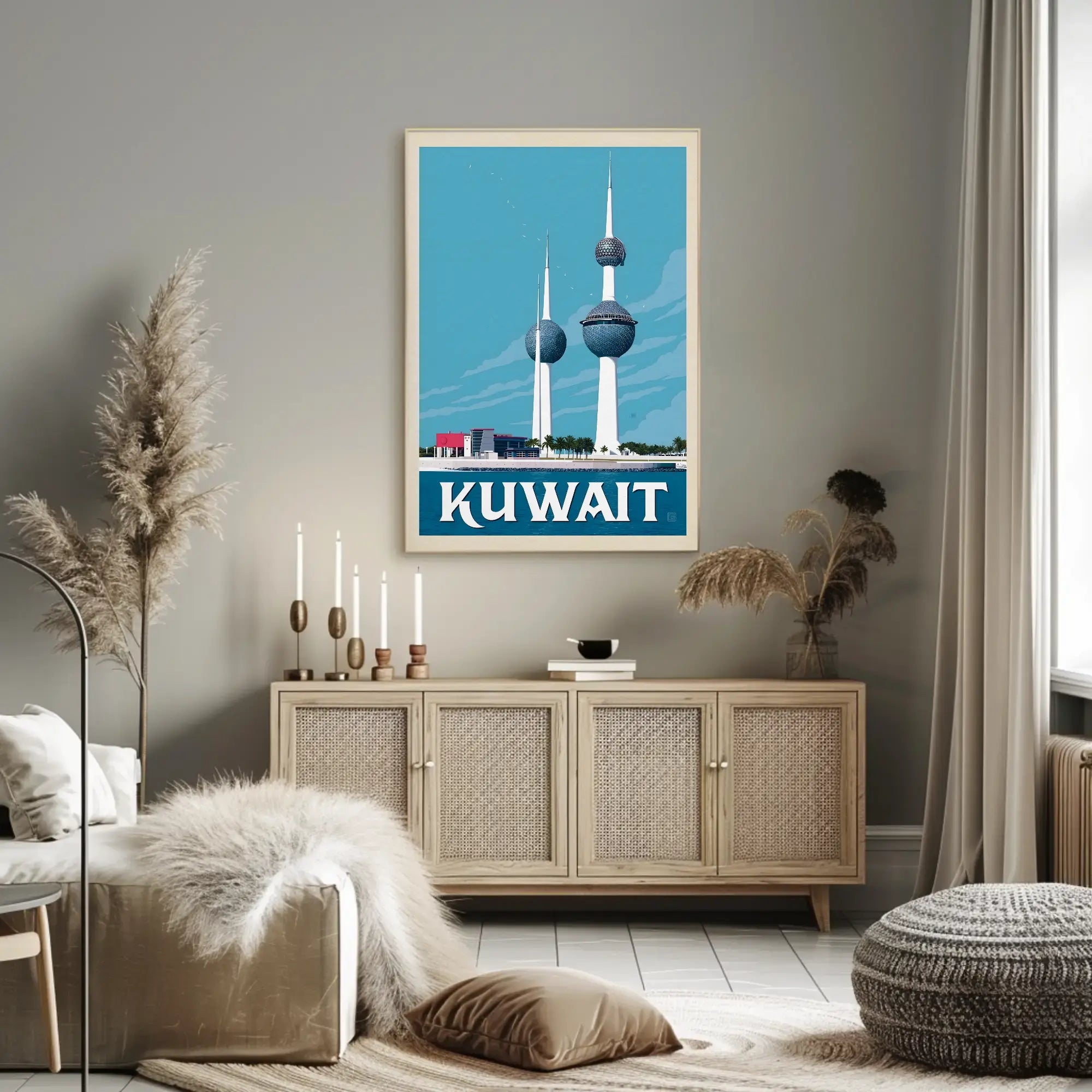 Kuwait Towers Vintage Mid-Century Travel Poster PosterGoat