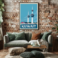 Kuwait Towers Vintage Mid-Century Travel Poster PosterGoat