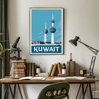 Kuwait Towers Vintage Mid-Century Travel Poster PosterGoat