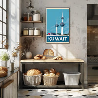 Kuwait Towers Vintage Mid-Century Travel Poster PosterGoat