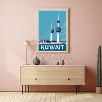 Kuwait Towers Vintage Mid-Century Travel Poster PosterGoat