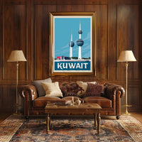 Kuwait Towers Vintage Mid-Century Travel Poster PosterGoat